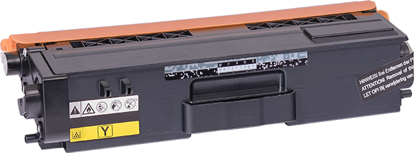 Toner cartridge, Printer toner, Schwarz/grauer Kartusche, Kassette mit gelbem Label, Austauschbares Modul