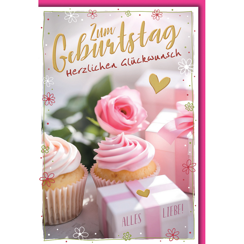 cupcakes, pink, geschenk, rose, karte