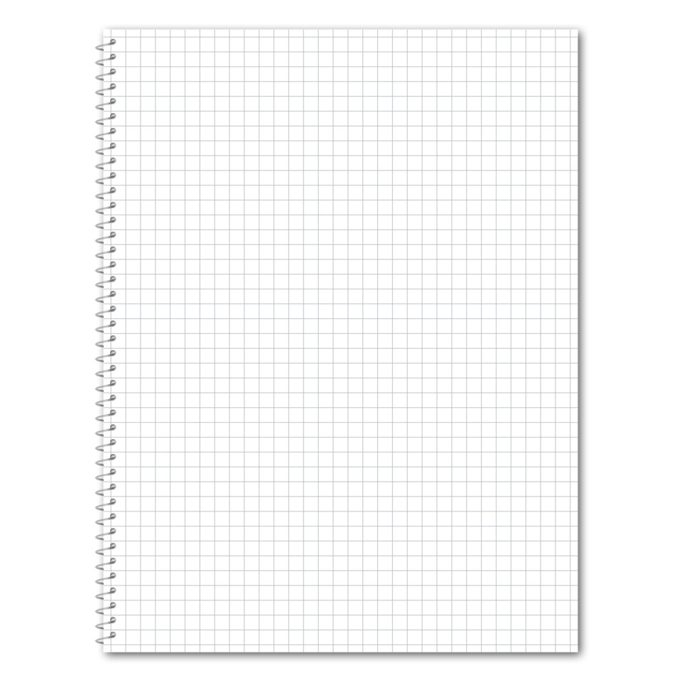 Notizbuch, Spiralbindung, kariertes Papier, weißes Deckblatt, DIN A5