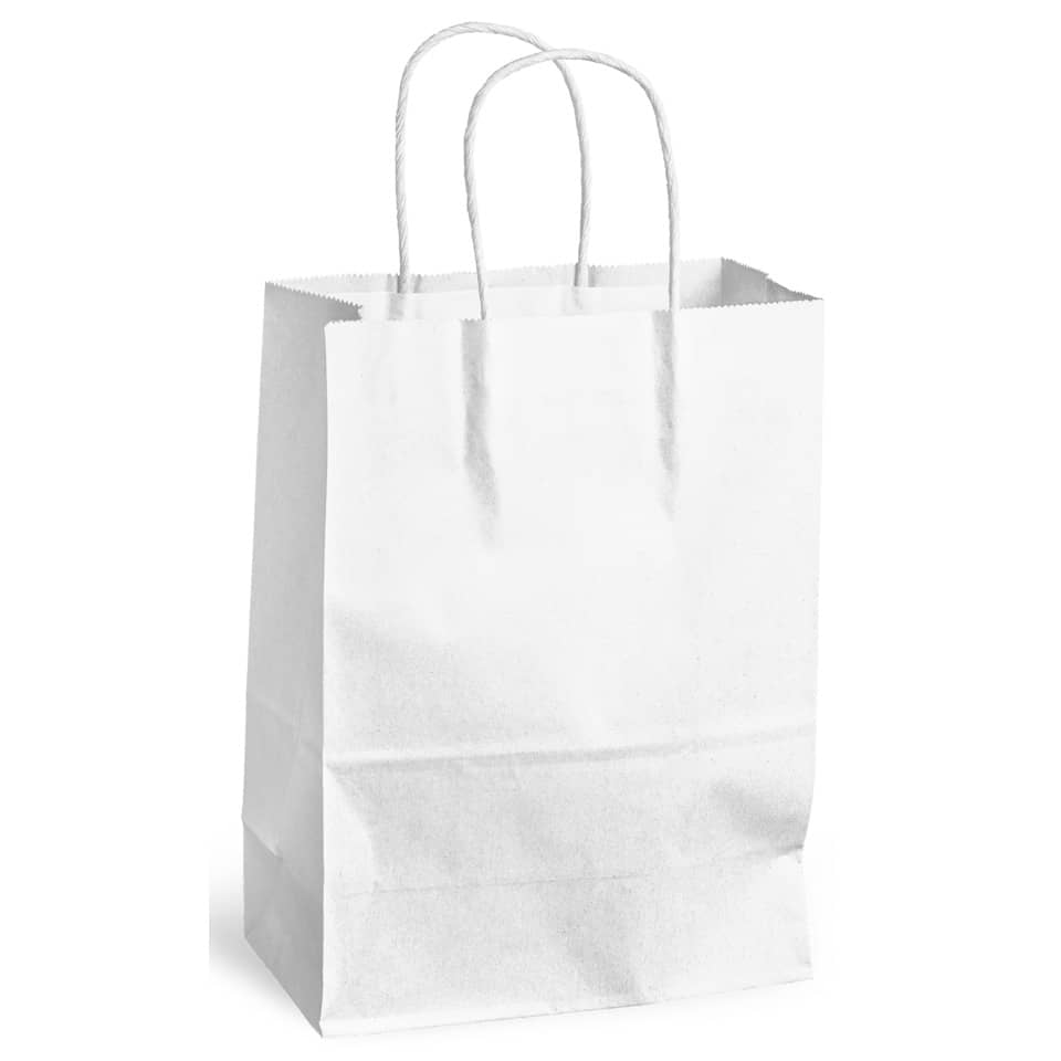 shopping bag, paper bag, white, two handles, hanging handles