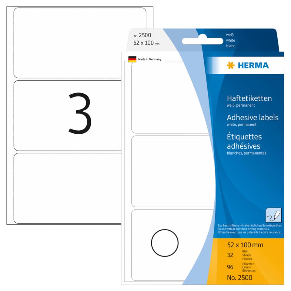 Etiketten, Aufkleber, Klebeblatt, Adhesive labels, 52x100 mm