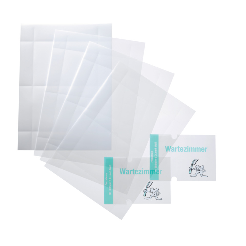 Sichtschutzeinfassung, Wartungsetikett, Schutzfolie, Transparente Folie, Tip-Label