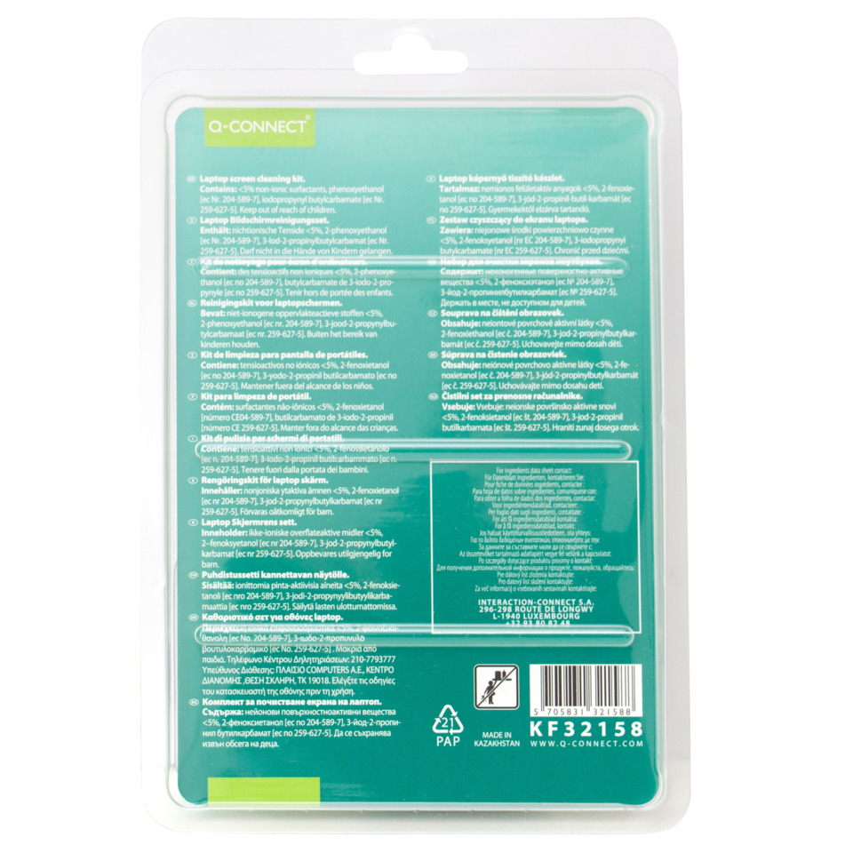 Laptop-Reinigungsset, Bildschirmreinigung, alkoholfrei, kompaktes Set, Q-Connect