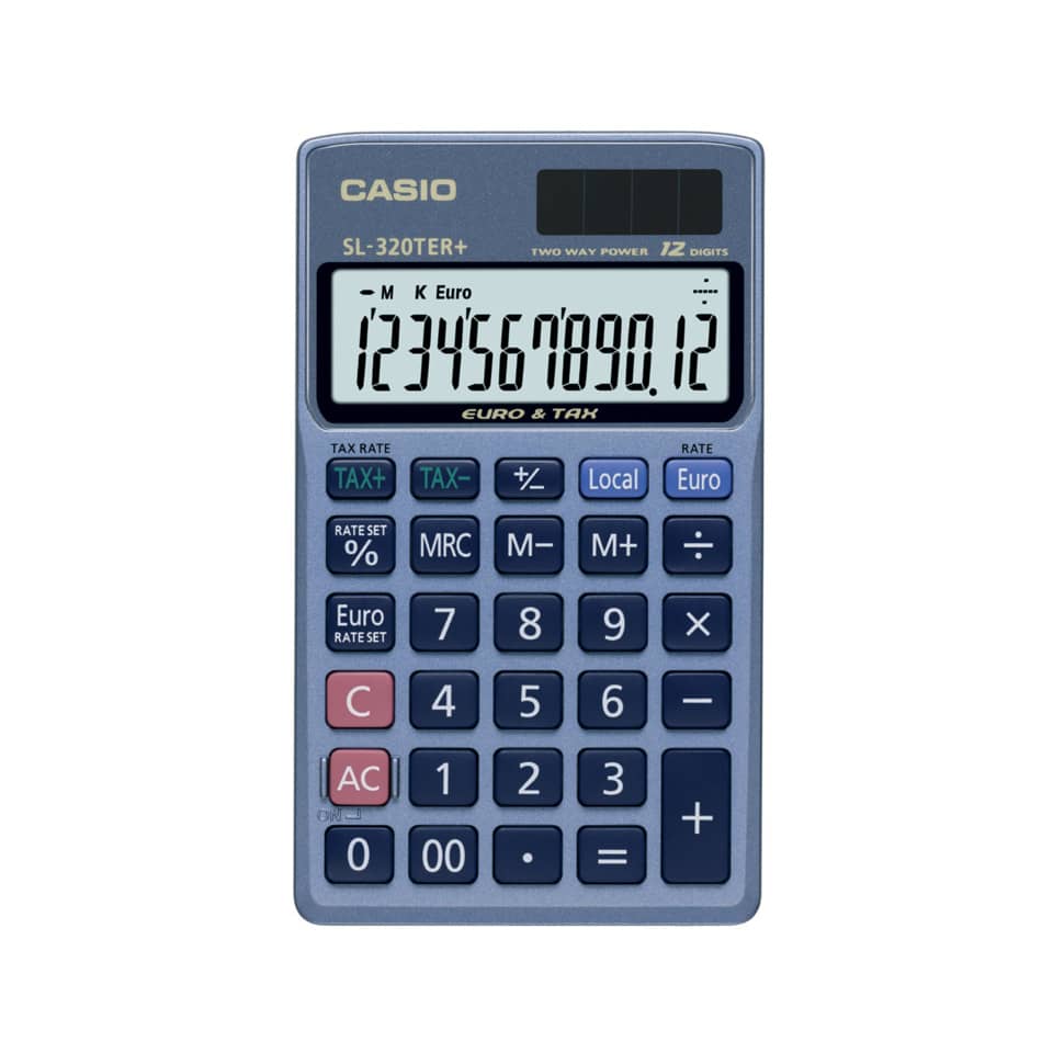 Taschenrechner, Casio, Finanzrechner, Solarzellen (Satellitengroß), Tastenlayout