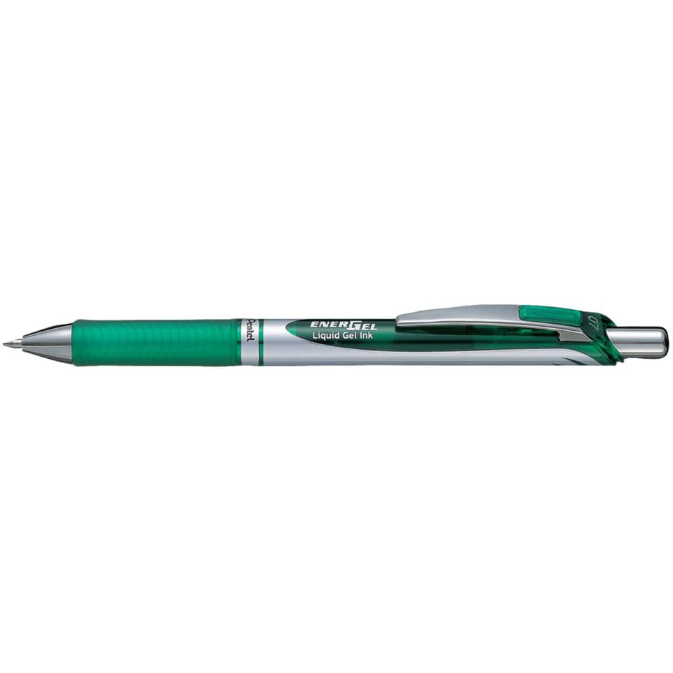 Gelstift, Flüssig-Tinte, Grün, nachfüllbar, Metallclip