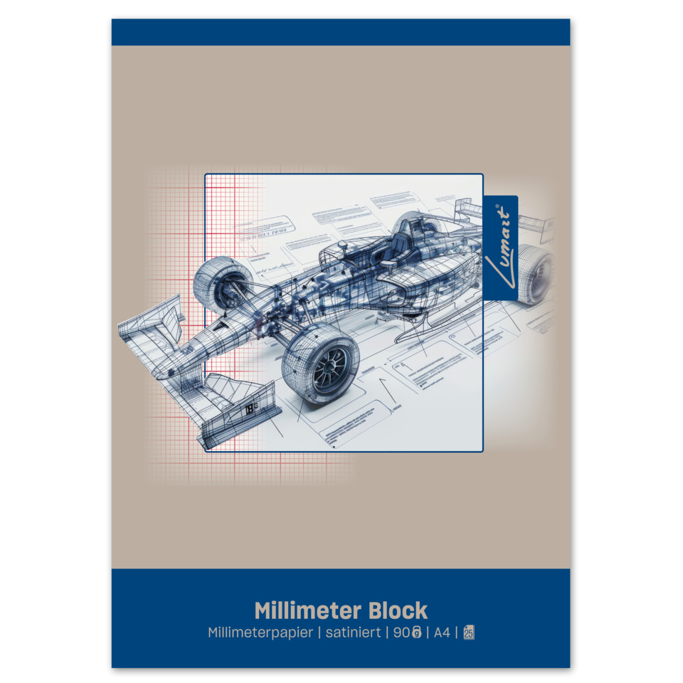 Millimeterpapier, Block, A4, Lineares technischen, Größe 90 g/m²
