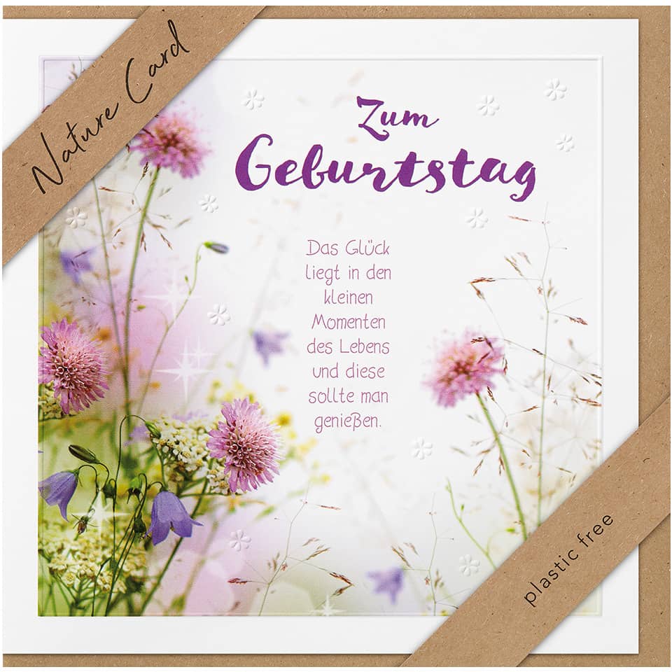 Geburtstag, Karte, Blumen, Pastell, Naturkarton