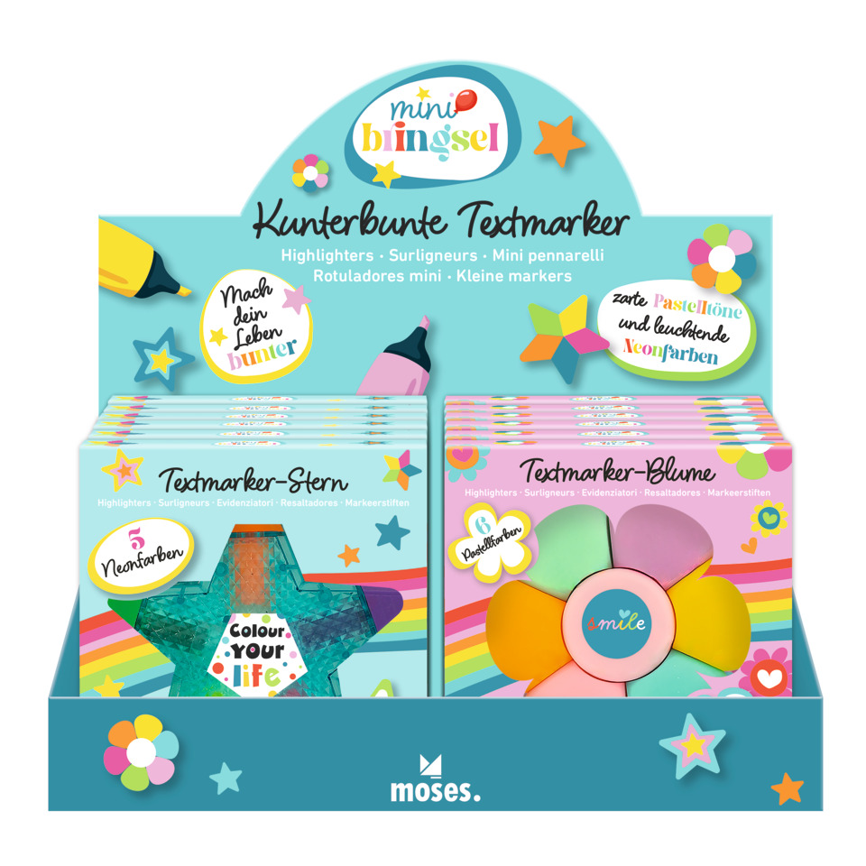 Textmarker, Stiftset, Textmarker-Stars, Neonfarben, Farbmarker