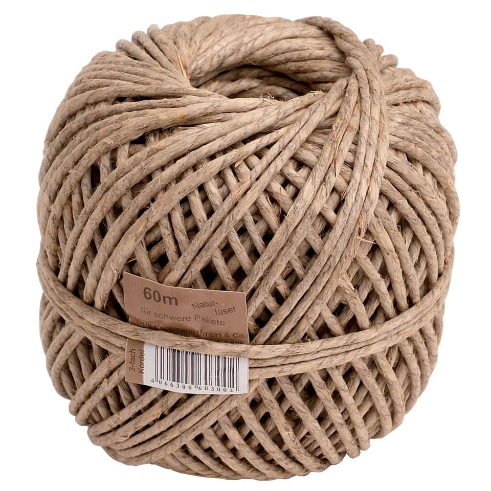 Schnur, Rundschnur, Naturfarbe, Garnball, 60m