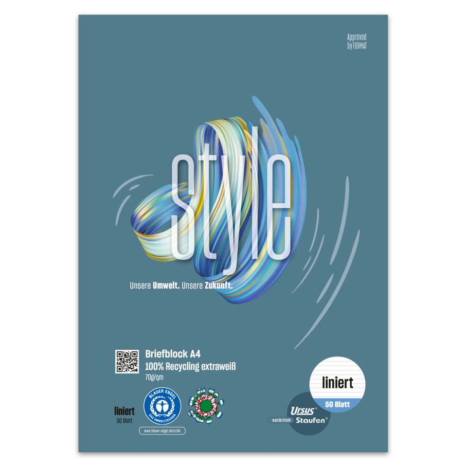 A4 Briefblock, Recycling, Umweltfreundlich, Kopierpapier, Blaue Gestaltung