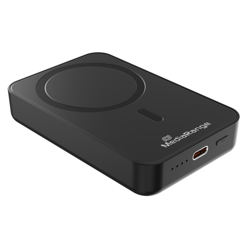 handheld, kabellose ladestation, USB-C anschluss, dunkelgrau, Medirange logo