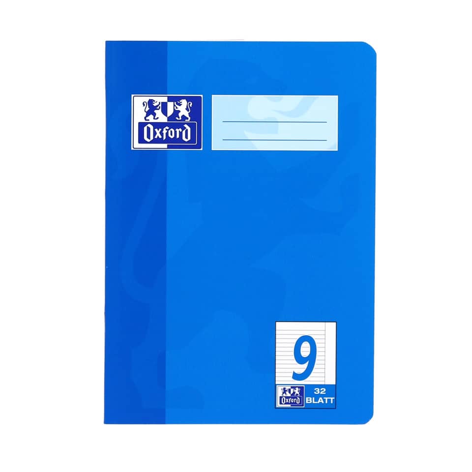 Notizbuch, Oxford, Heft, blau, Linienlos?