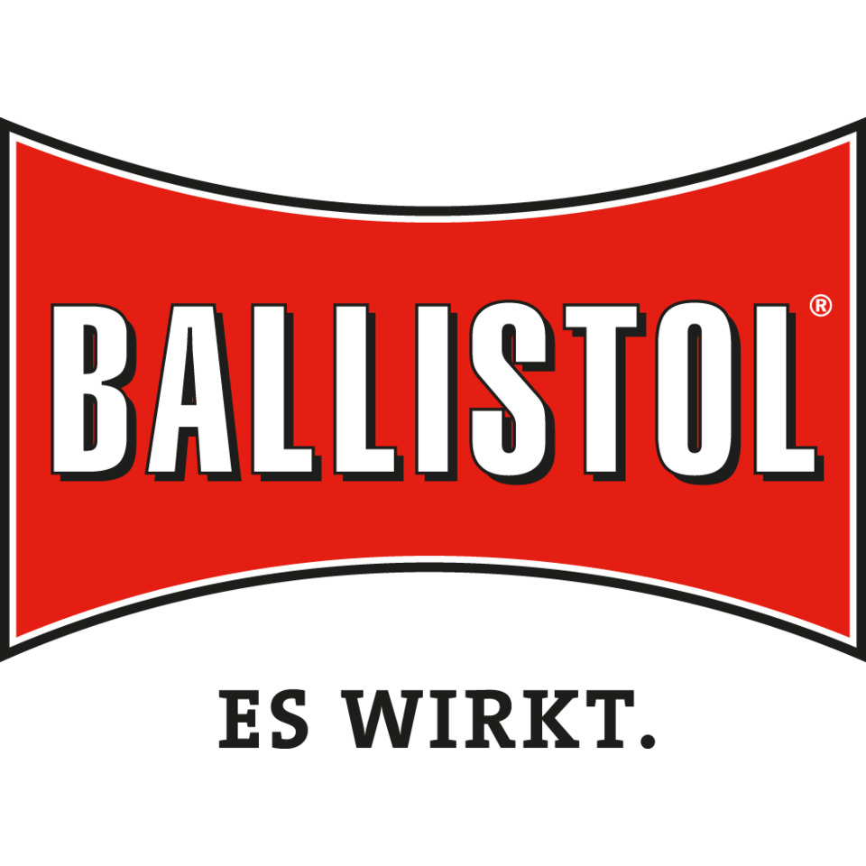ballistol, Logo, roter Hintergrund, Markenlogo, es wirkt