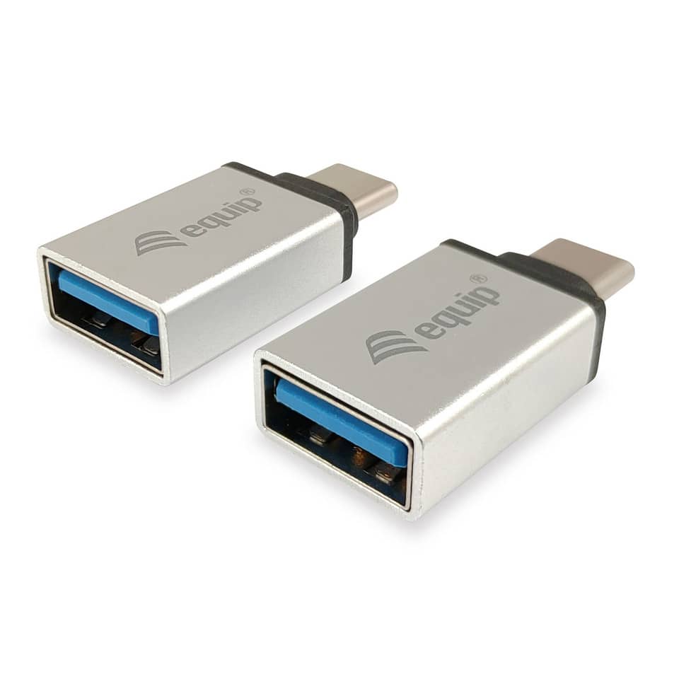 USB-A Adapter, Metallgehäuse, Blaues Inneres, Doppelpack, Typ-C zu USB-A
