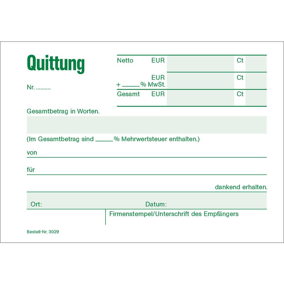 Quittung, Rechnung, Netto, EUR, Mehrwertsteuer
