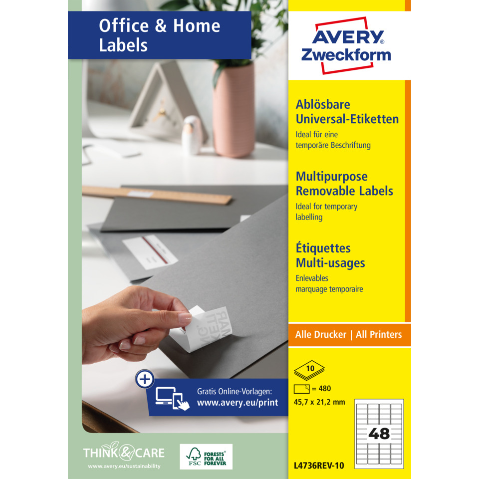 Etiketten, abnehmbar, Abziehbare Etiketten, Büroetiketten, Mehrzwecketiketten