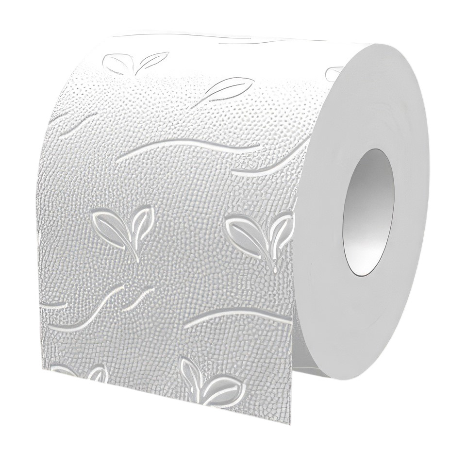 Toilet paper roll, Patterned embossing, Leaf pattern, Paper texture, Roll size