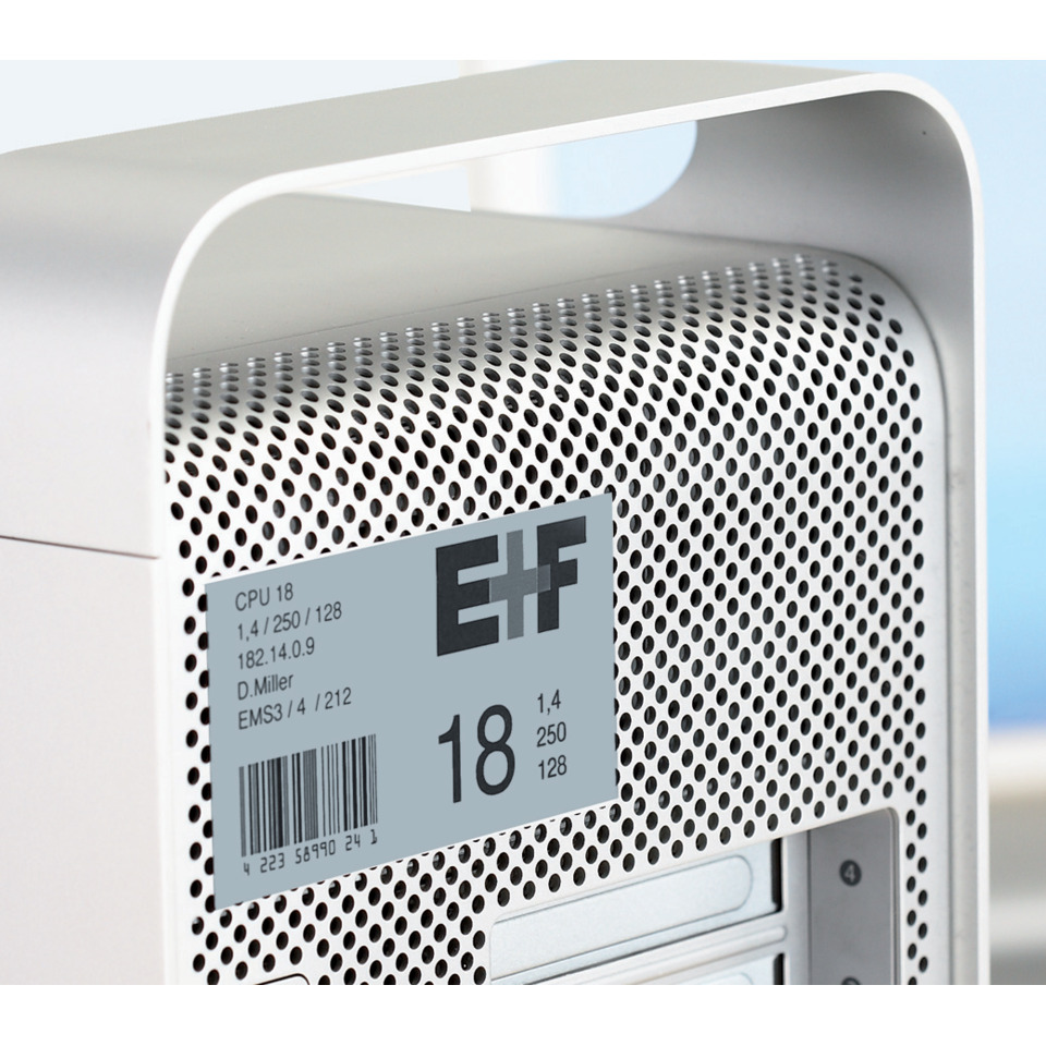 computer, case, mesh, label, porthole, Desktop-Computer, Mesh-Platte, perforated metal, Etikettenkarte, weiße Gehäuse
