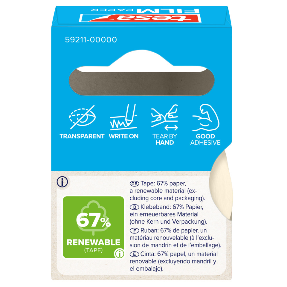 Tape, 67%, erneuerbar, Papier, Verpackung