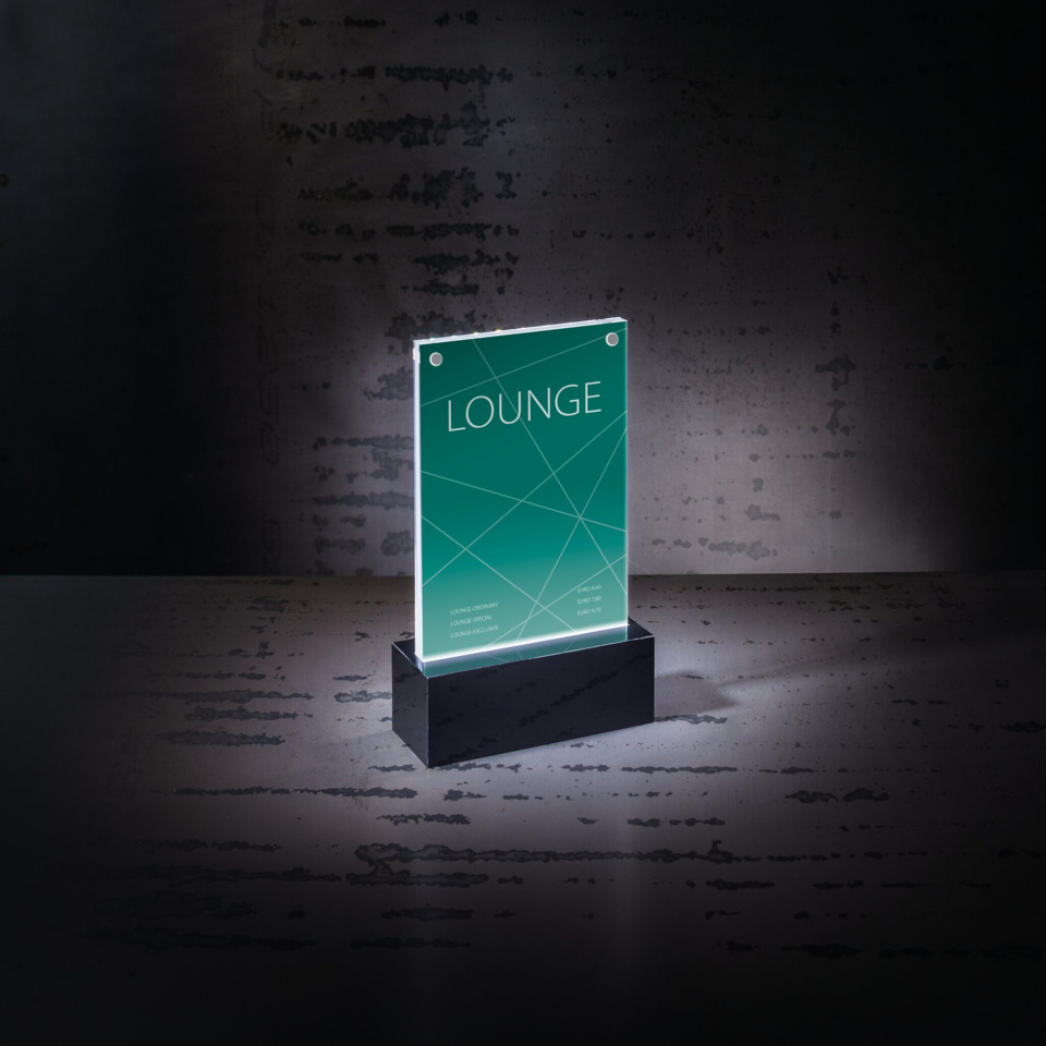 Lounge-Schild, Acryl-Urkunde, Türkis, Rückbeleuchtetes Schild, Geometrische Linien