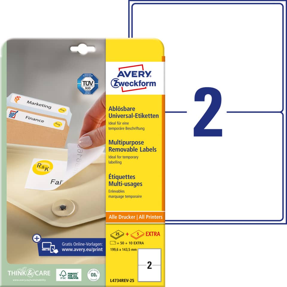 etiketten, labels, removable labels, multifunktionsetiketten, avery