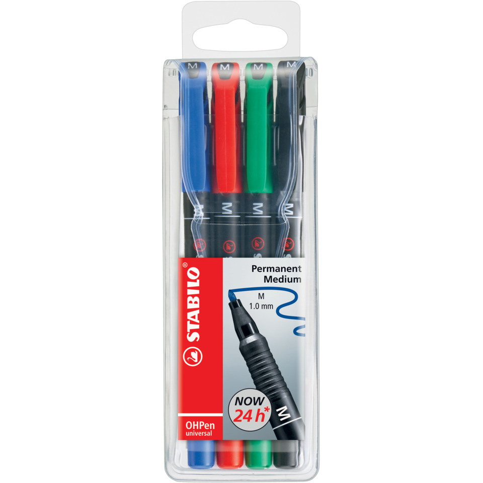 Stabilo Stift, Permanentmarker, Feiner Punkt, Mehrfarbige Kappe, Mittlere Spitze