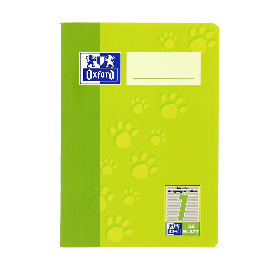 Notebook, Grün, Pfotenabdrucke, Oxford,  Linienheft
