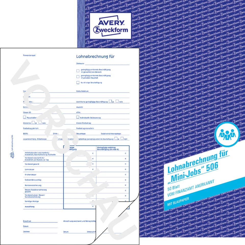 Avery Zweckform, Lohnabrechnung, Formular, Druckerpapier, Blatt