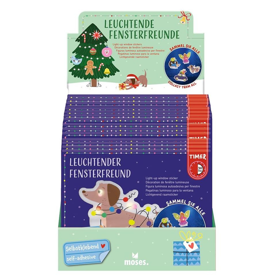 Lichterkette, Fensterdeko, Hund/Mops, Weihnachtsdeko, Timer 30 Min