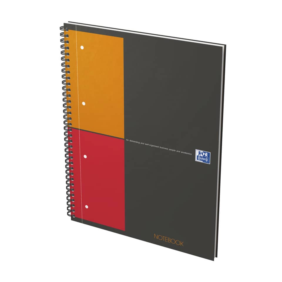 Notizbuch, Spiralband, Deckelfarbblöcke, orangefarbene Platte, Oxford-Notizbuch