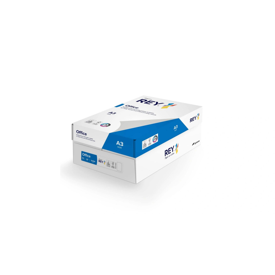 A3 Größe, Büropapier, Weiße Box, Blaues Akzent, Rey Markenlos