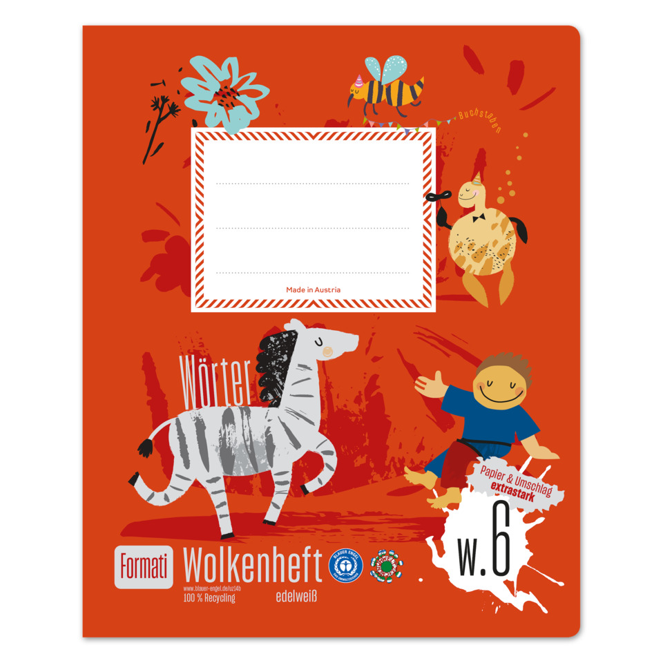 Worterbuch, Wolkenheft, Notizblock, Orange Hintergrund, Zebramotiv