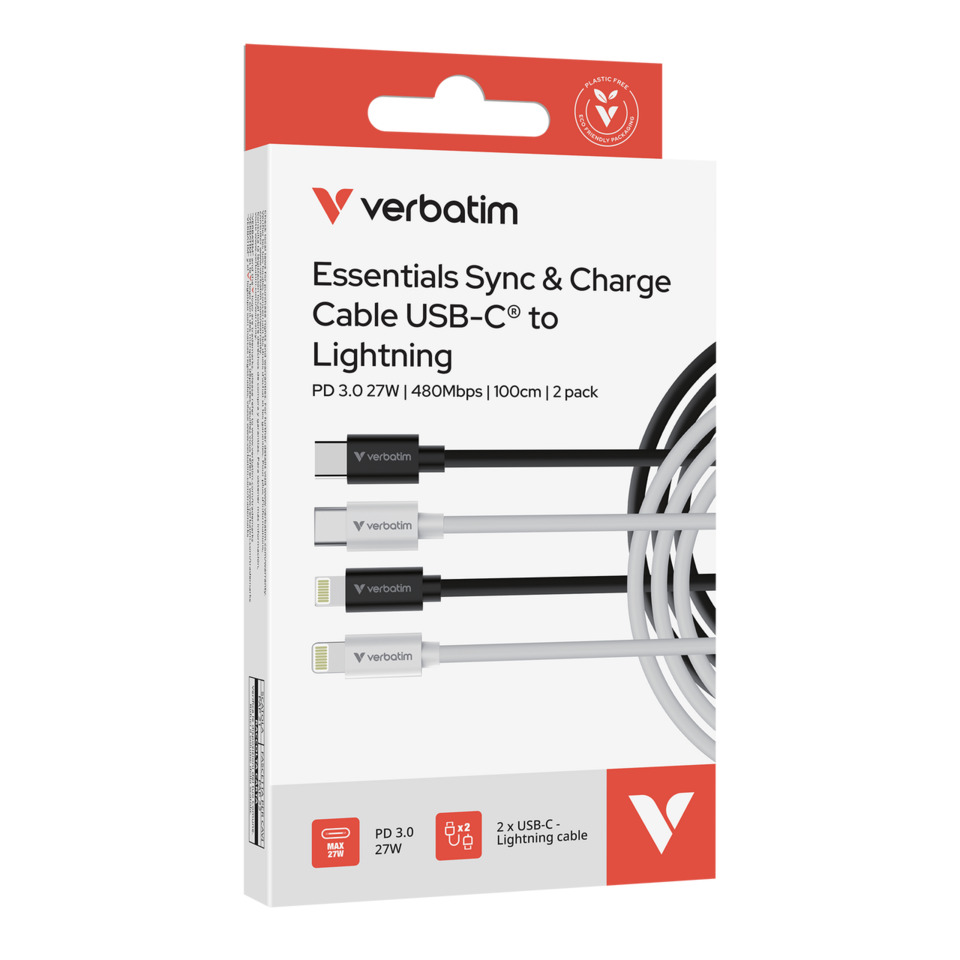 USB-C zu Lightning, Kabel, 2er Pack, Verbatim, PD 27W
