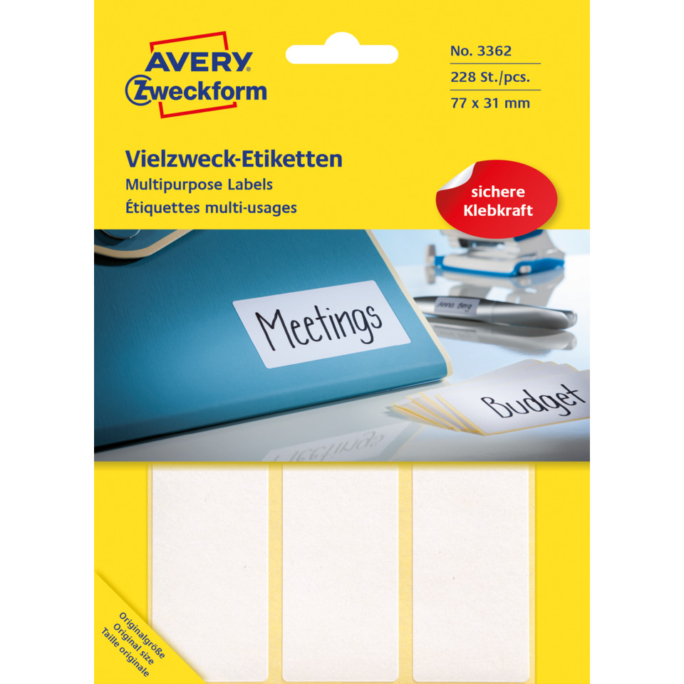 Etiketten, Multifunktion, Bürobedarf, Meeting-Notiz, Klebekraft