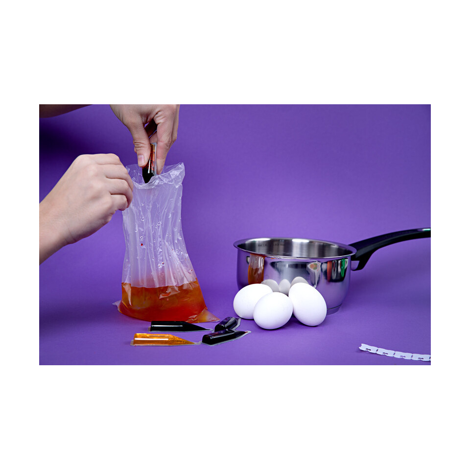 Eier, Plastiktüte, Flüssigkeit, Küchenutensilien, Topf