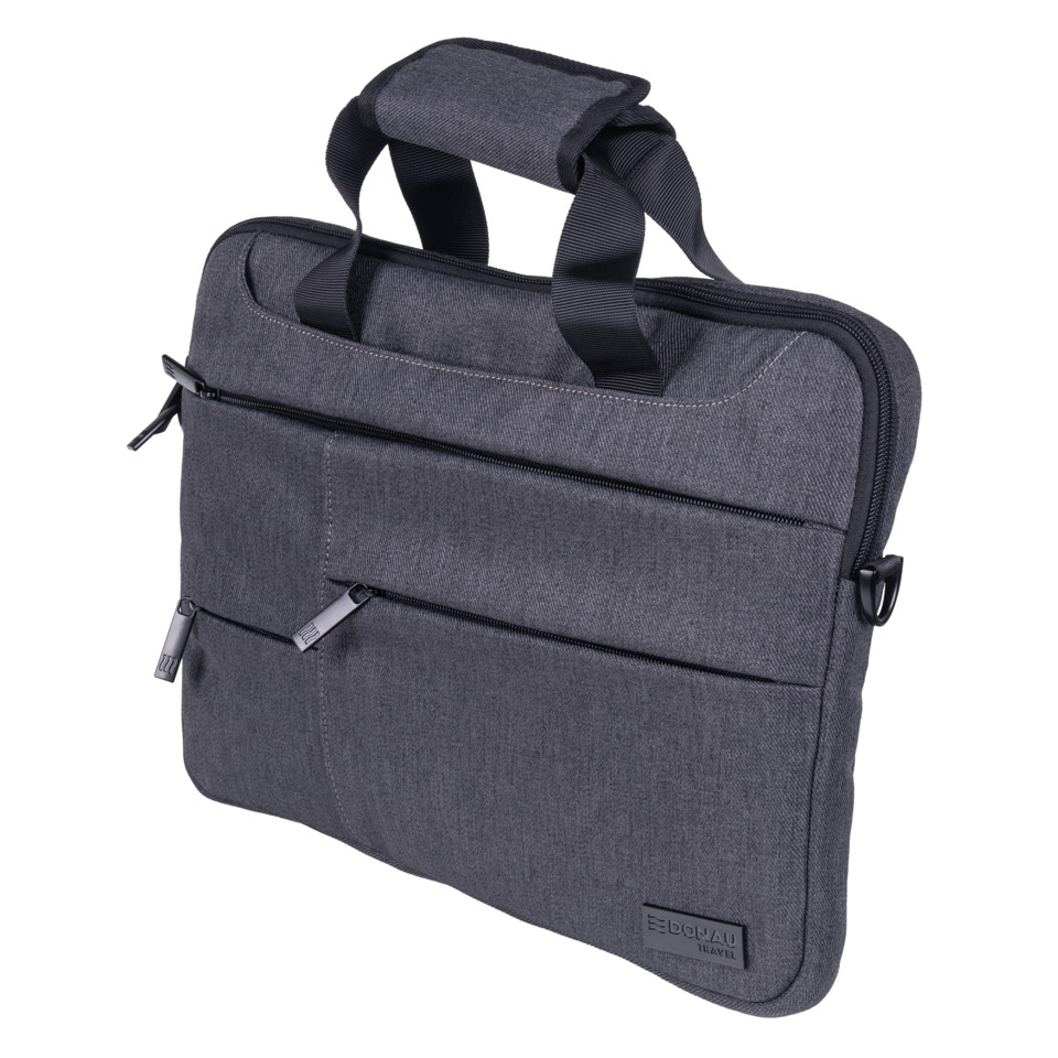 Messenger-Tasche, graue Tasche, Reißverschlussfächer, Tragegriff, gepolsterte Laptop-Hülle