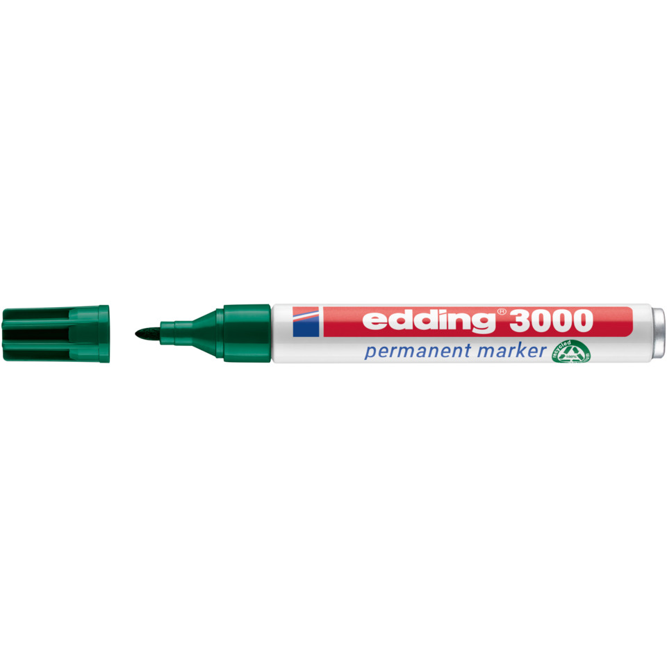 Permanentmarker, Marker, Grüner Tintenstift, Edding 3000, Schrägspitzen-Marker