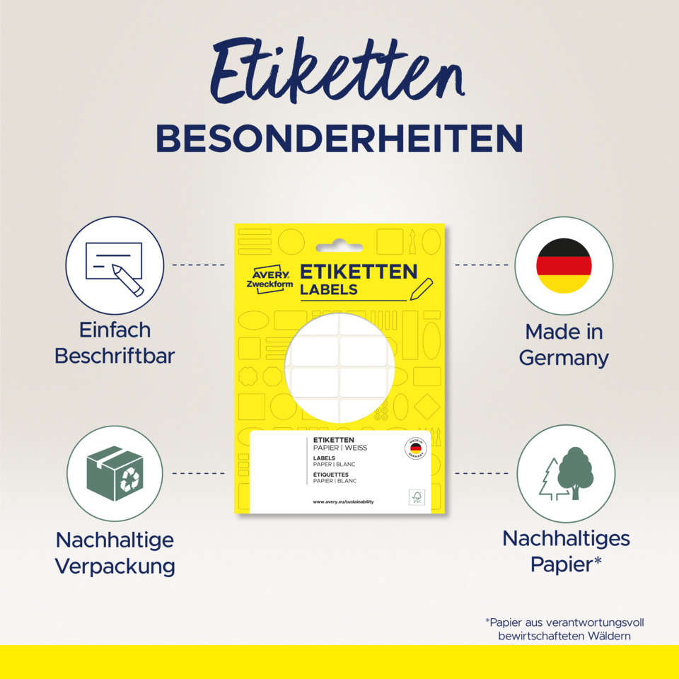 Etiketten, Labels, Papier, Made in Germany, Nachhaltig