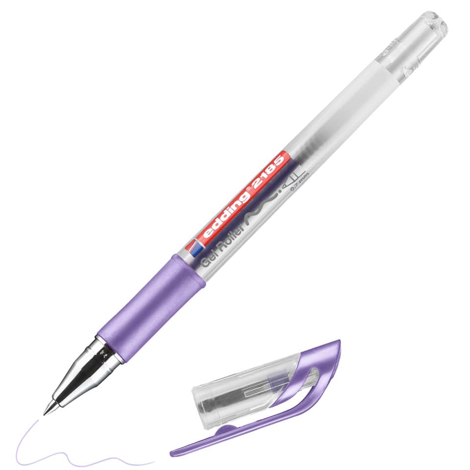 Gelstift, Gelpen, Schreibgerät, Lila Farbe, Kappe transparent