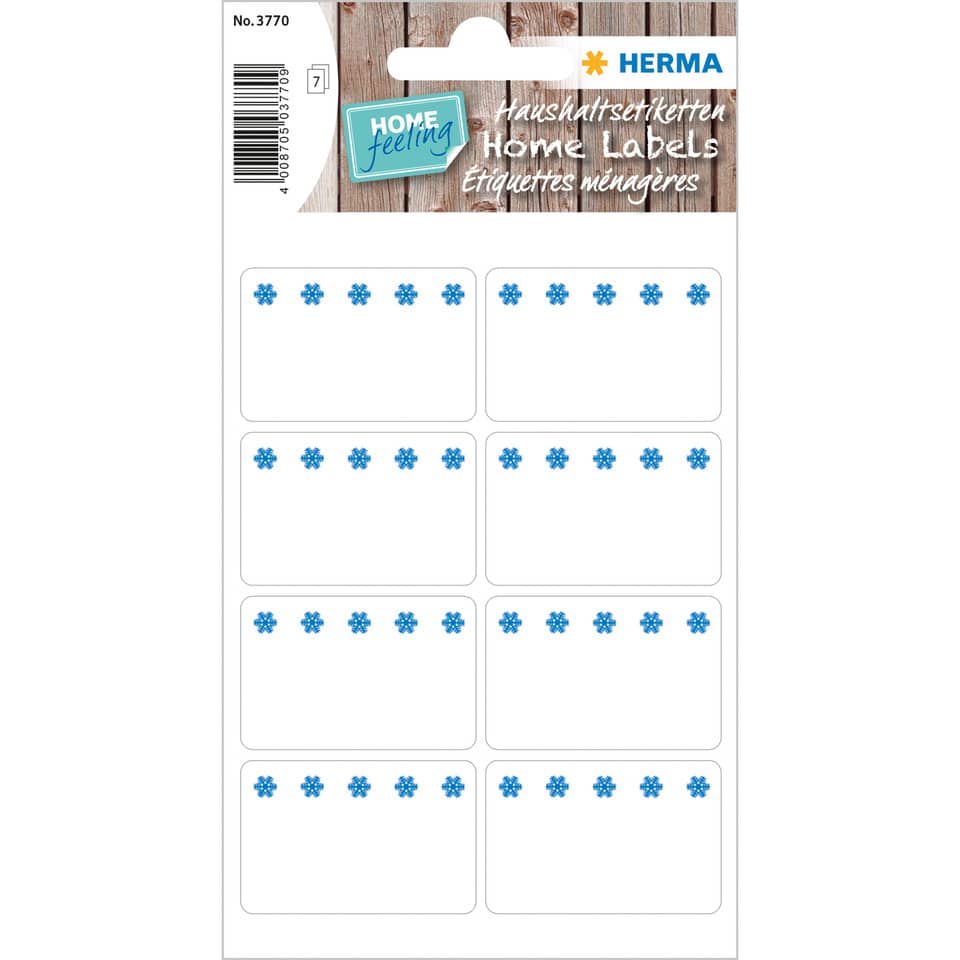 selbstklebende etiketten, Schneeflocken-Symbole, blau, Dekorationsetiketten, Haushaltsetiketten
