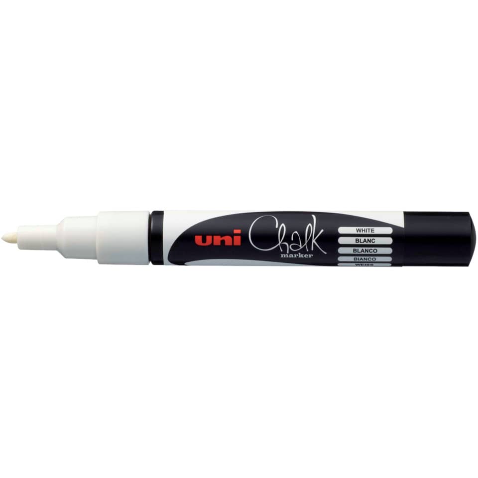 White marker, Chalk marker, Broad tip, Marker pen, Unipine?