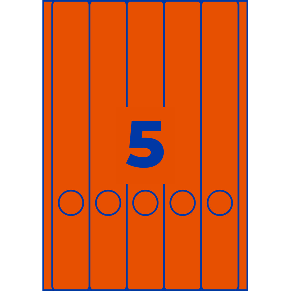 Ordneretiketten, Aktenordner, Etiketten, Papiereinband?, Druckerzubehör, Playing card, Karte Nummer 5, Orangene Karte, Blaue Linien, Fünf Pips