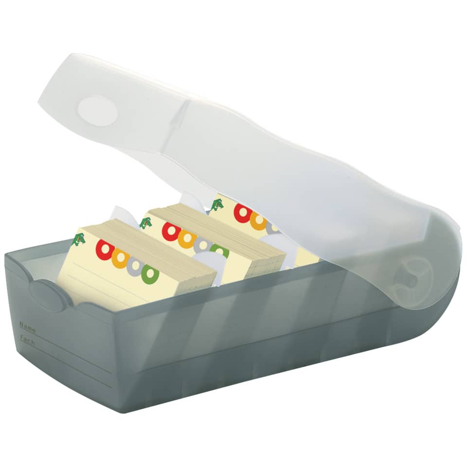 Karteibox CROCO DIN A8 quer, Lernkartei mit 100 Karten, transluzent-grau HAN 998-693