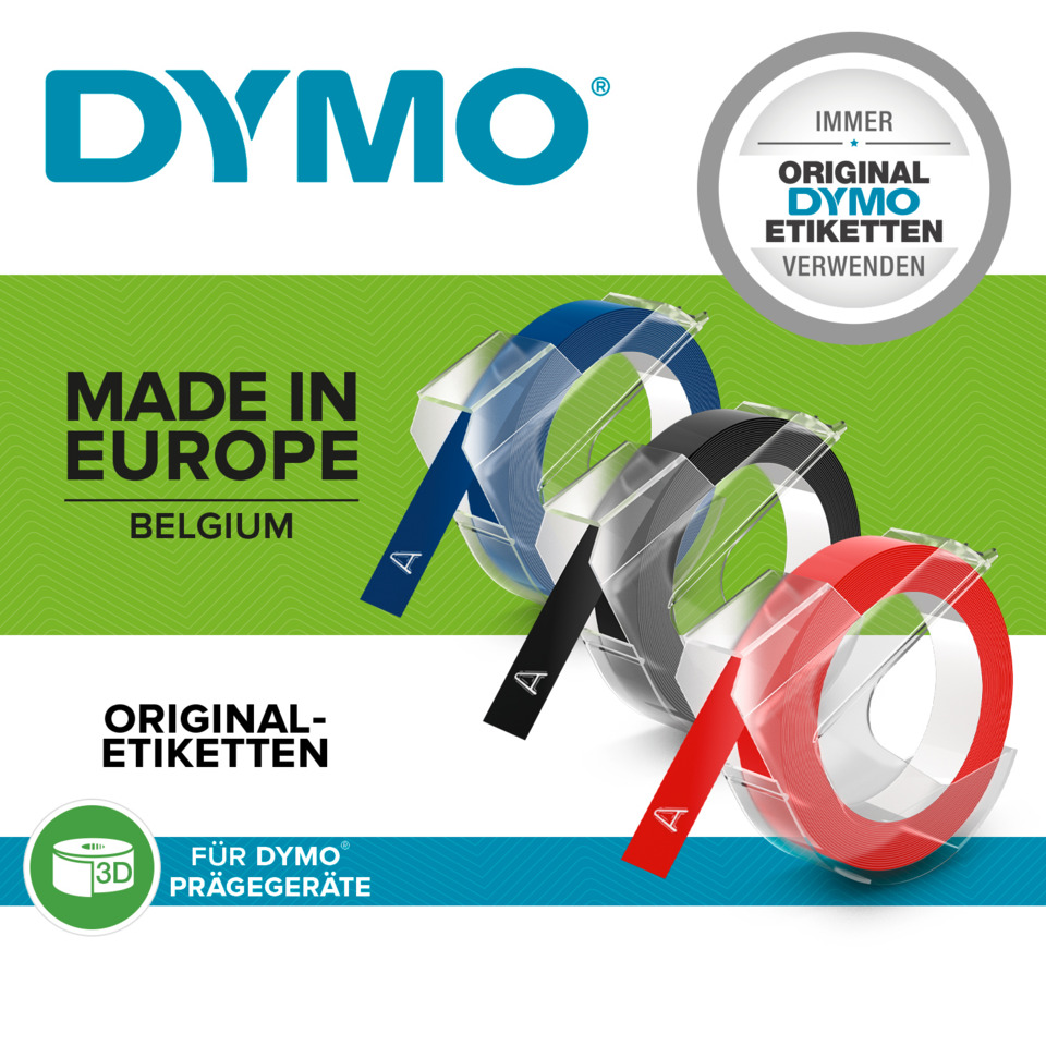 DYM O, Etiketten, Prägematerial, 3D-Drahtband, Made in Europe