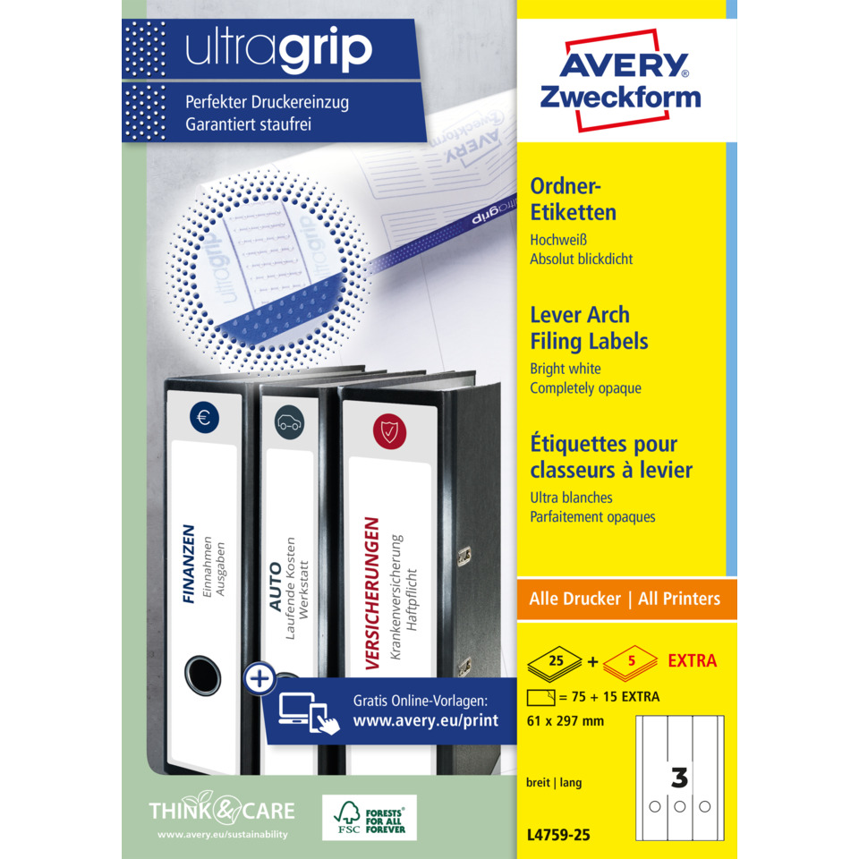 Ordneretiketten, Büro-Ordner, Datei-Ordner, Filing Labels, Aktenordner