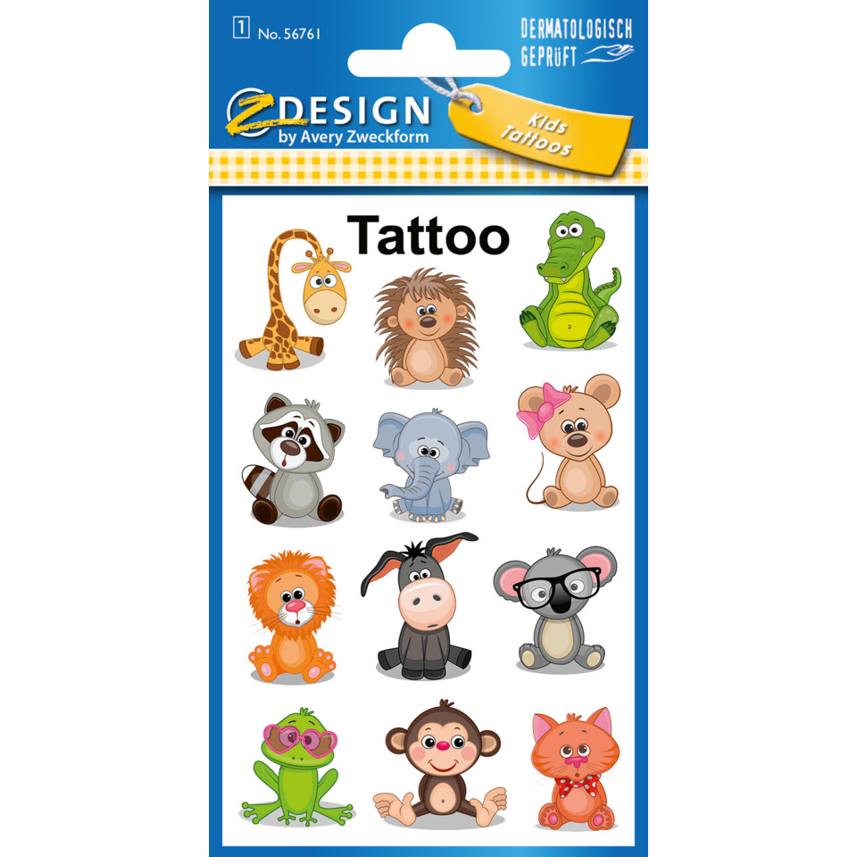 Tier-Sticker, Tierchen, Tattoo-Aufkleber, Kinder-Sticker, Cartoon-Tiere