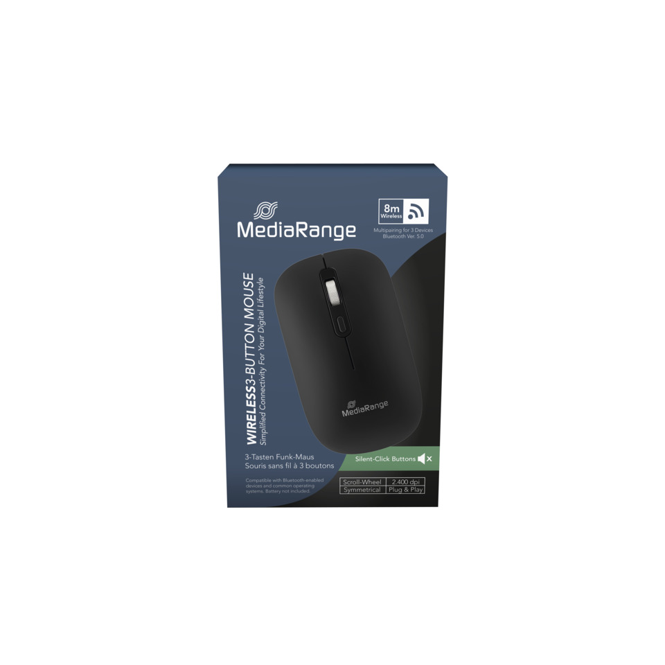 Maus, Wireless, Bluetooth, MediaRange, 3-Tasten