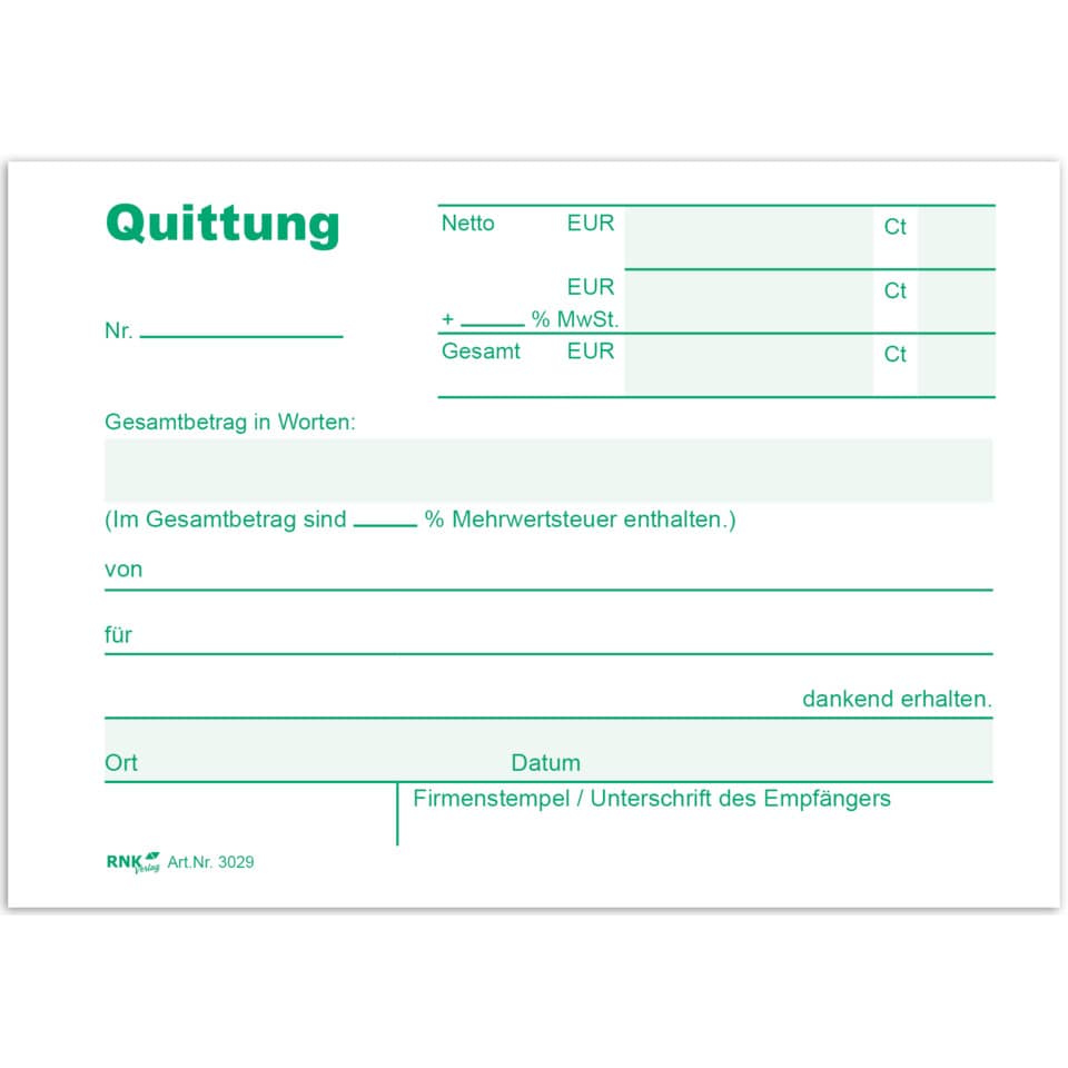 Quittung, Rechnung, Kassenzettel, Beleg, Unterschrift