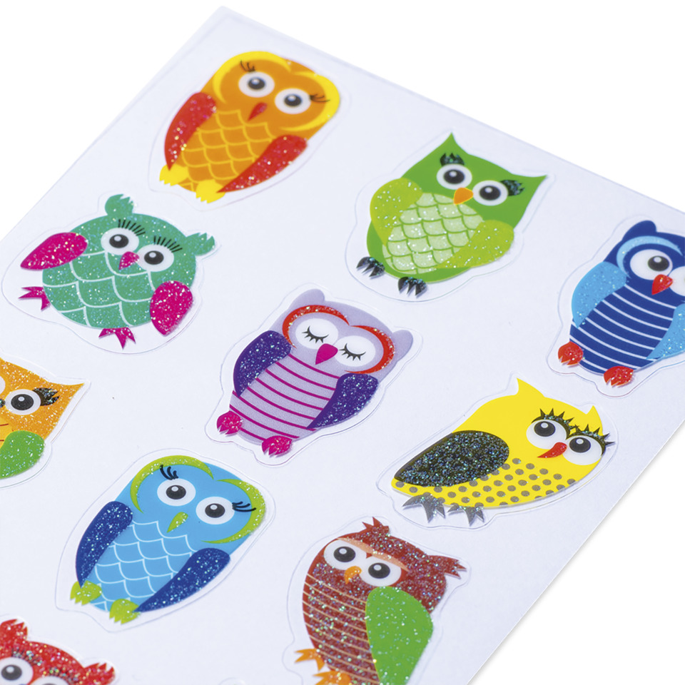 stickers, Eulen, Glitzer, Aufkleber, Kinder