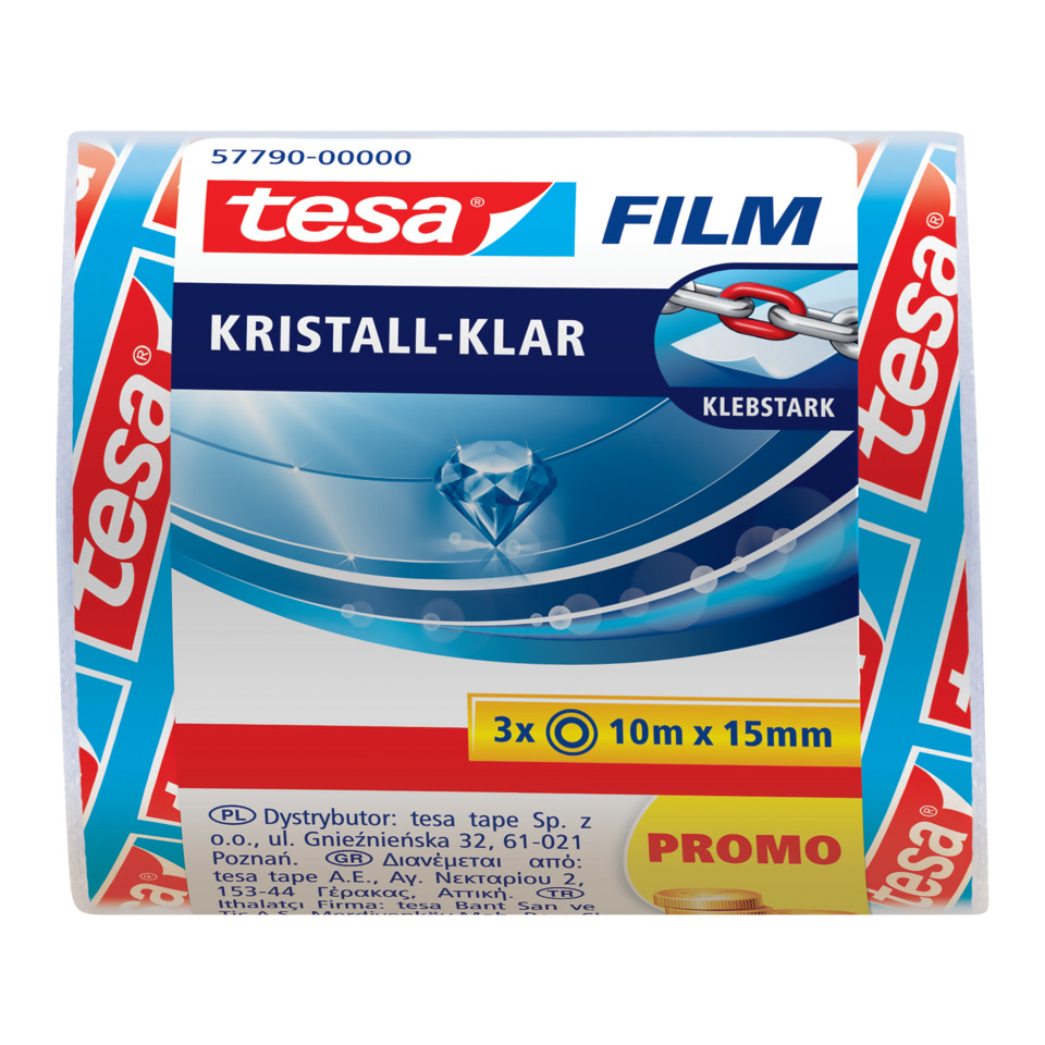Klebeband, Klebeband, Klebeband, Kristallklar, 3x10m x 15mm